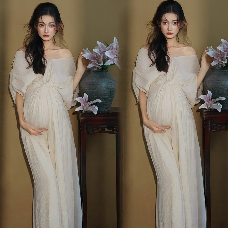 Summer Clothing In French - Women Maternity Photoshoot French White Elegant