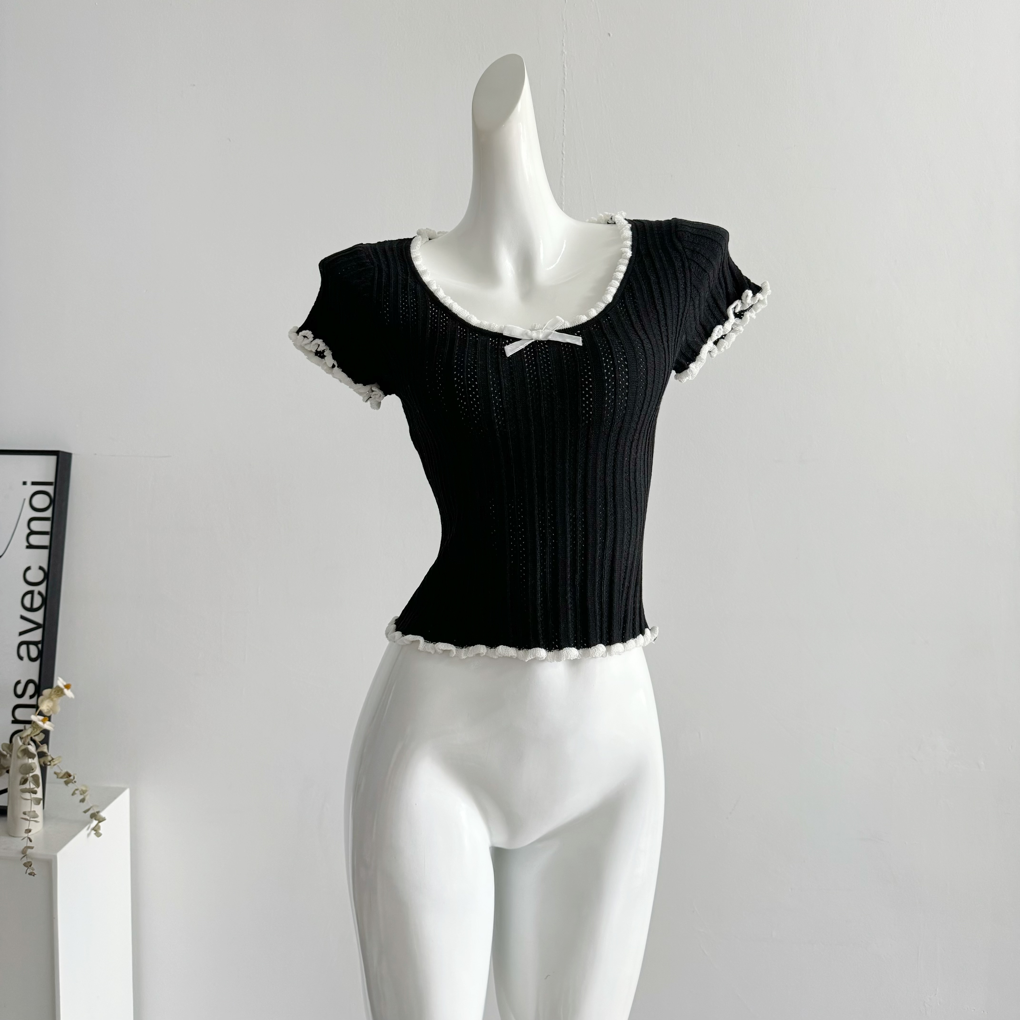 Women's Short Sleeve Ribbed Kn - Summer Clothing Teens ulasan dan harga