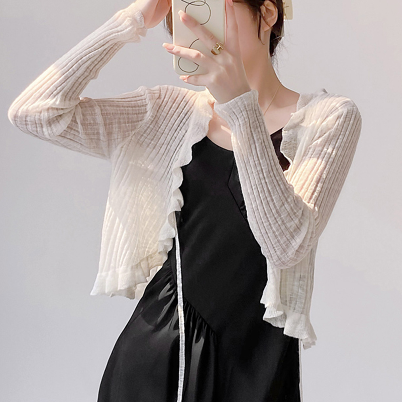 Ruffled Trim Tie Front Long Sl - Summer Clothing Teens ulasan dan harga
