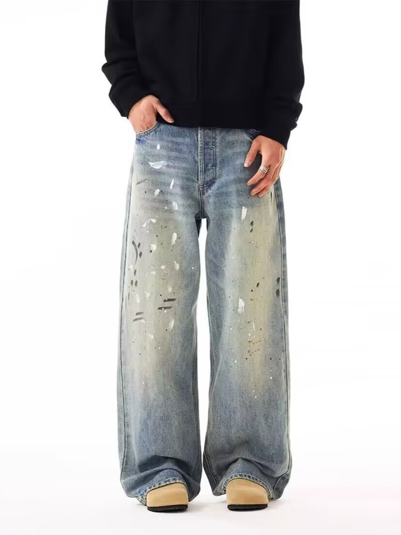 Men Straight Jeans Drip Denim  - Summer Clothing Drip ulasan dan harga