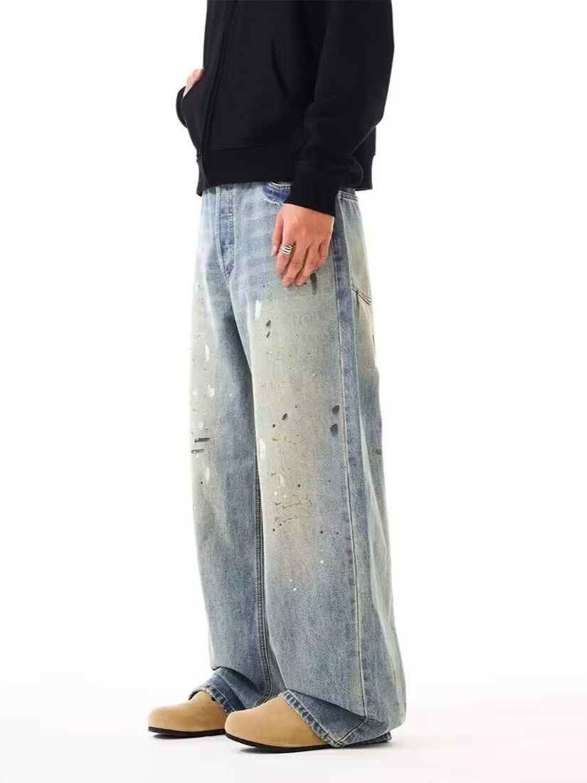 Men Straight Jeans Drip Denim  - Summer Clothing Drip ulasan dan harga