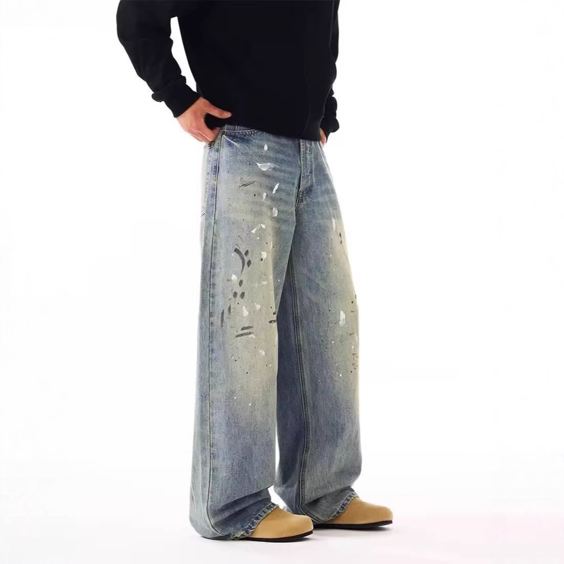 Men Straight Jeans Drip Denim  - Summer Clothing Drip ulasan dan harga
