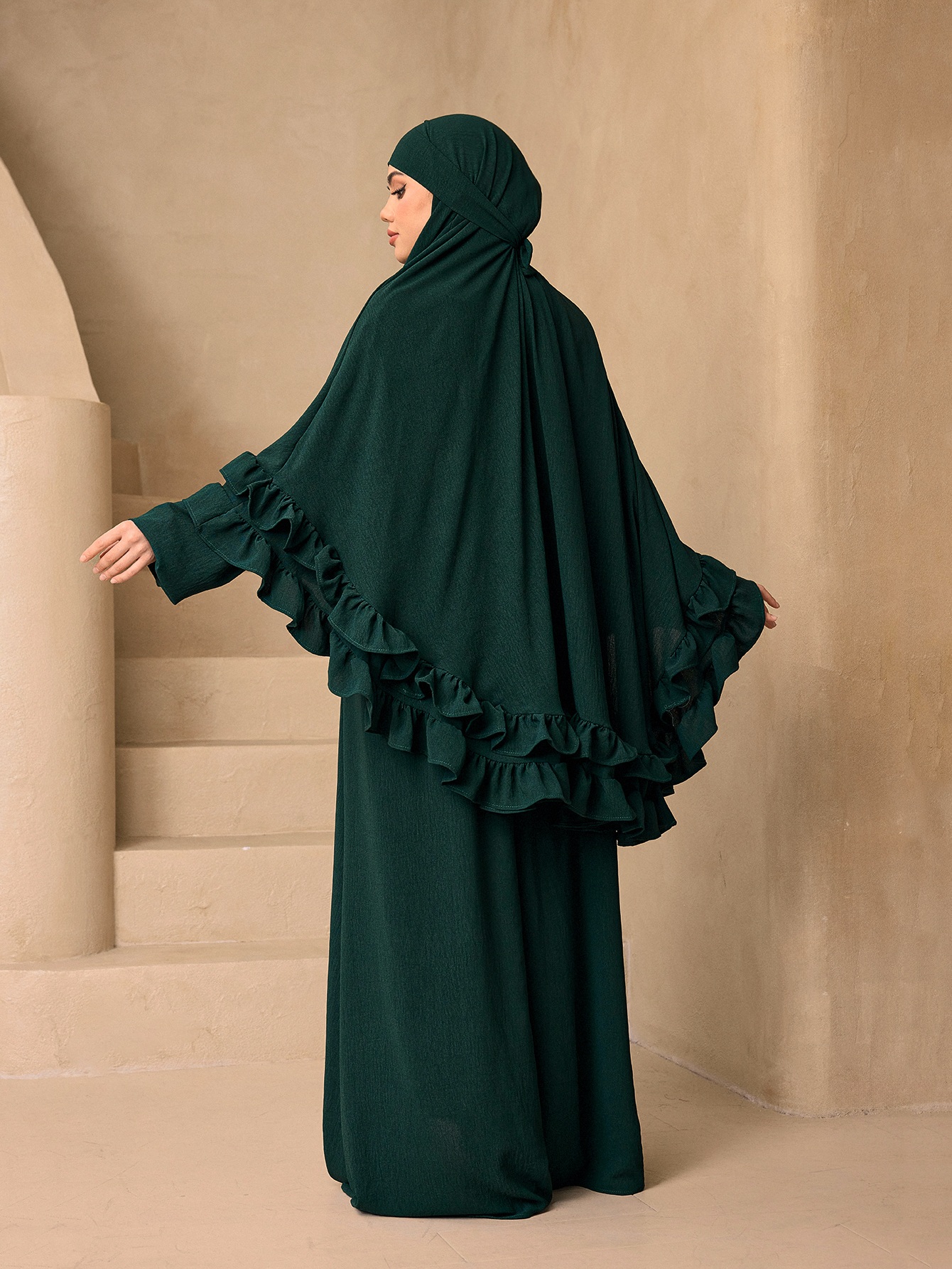 Elegant Ruffle Layer Khimar Ab - Summer Clothing Hijab ulasan dan harga