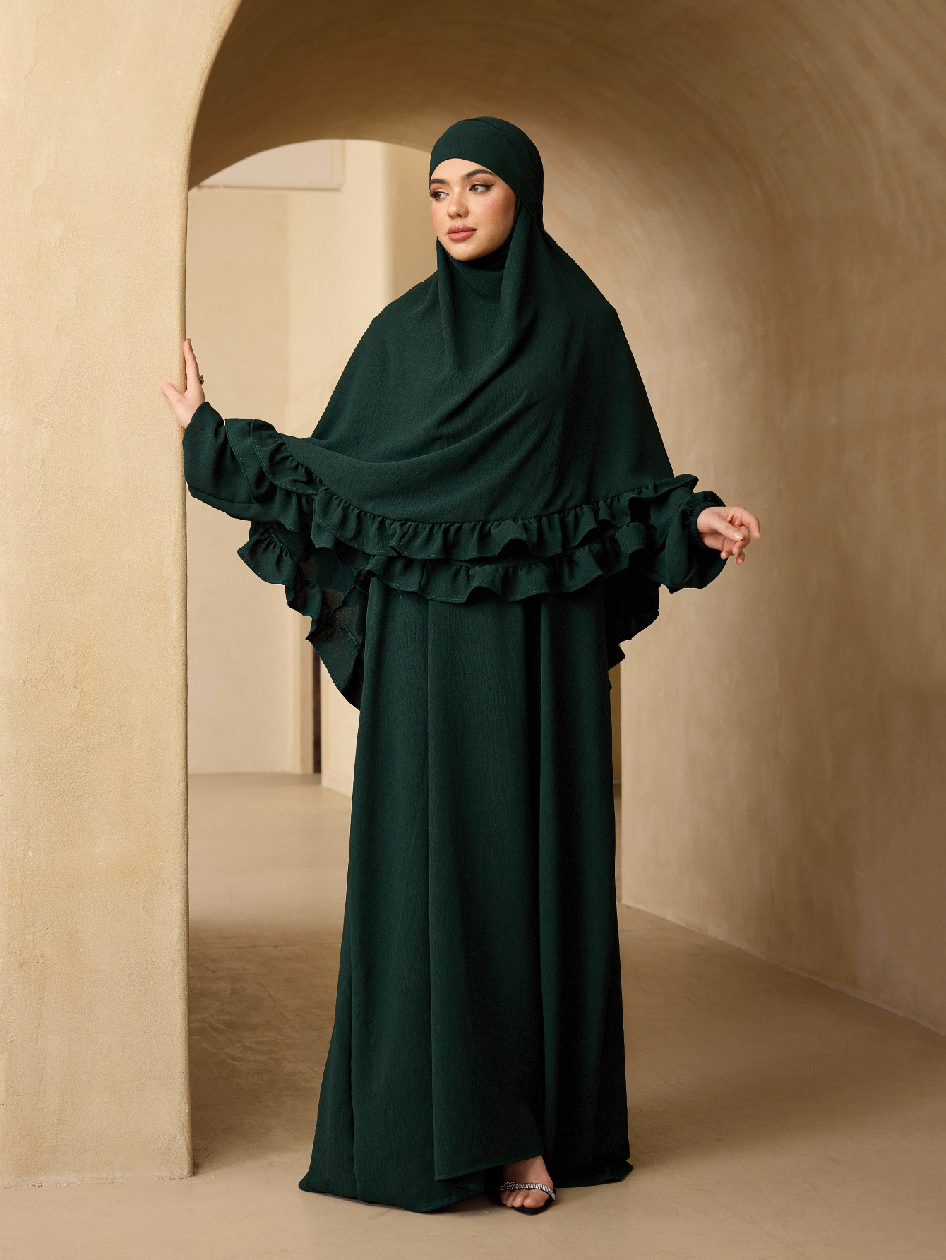 Elegant Ruffle Layer Khimar Ab - Summer Clothing Hijab ulasan dan harga