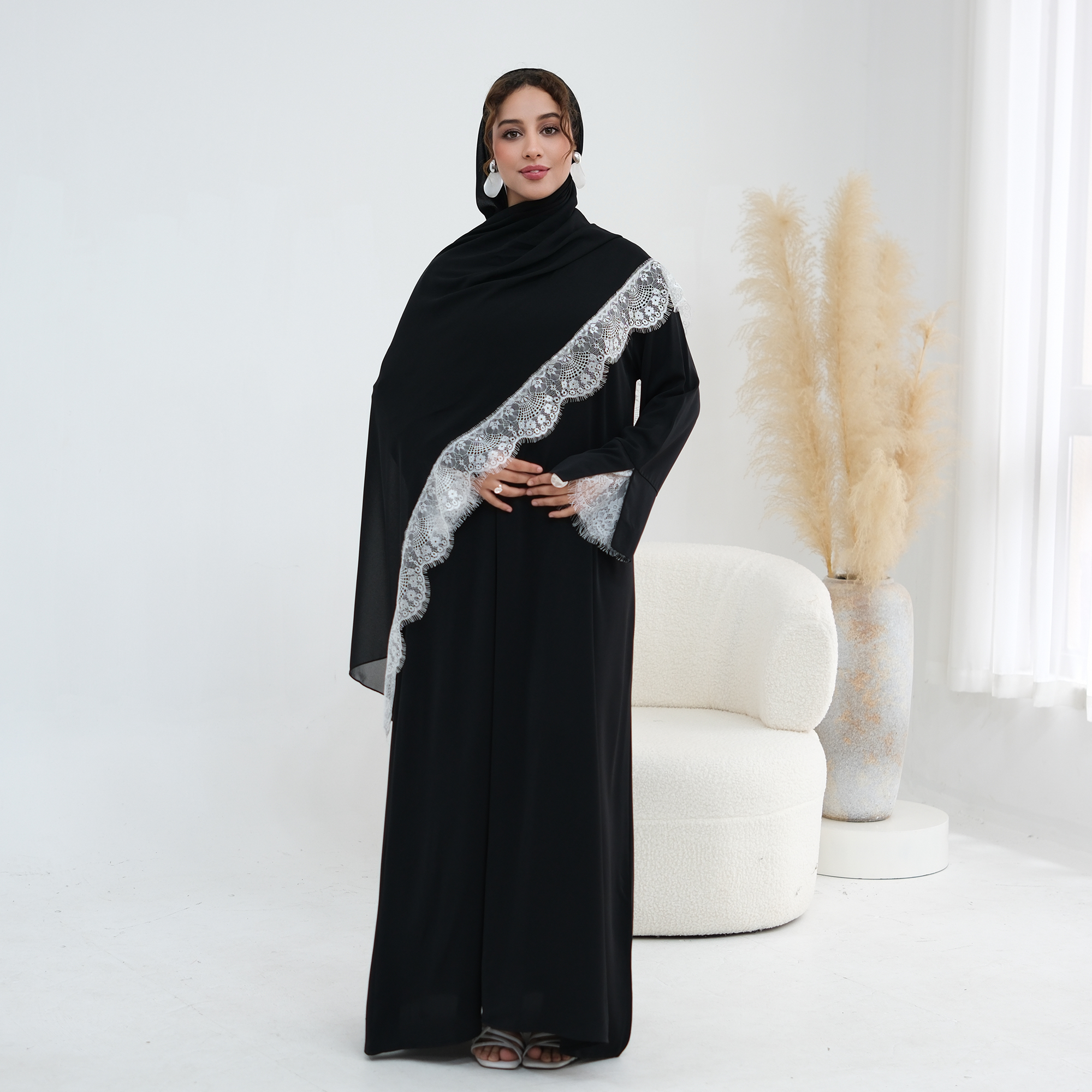Delicate Lace Trim Regular-Fit - Summer Clothing Hijab ulasan dan harga
