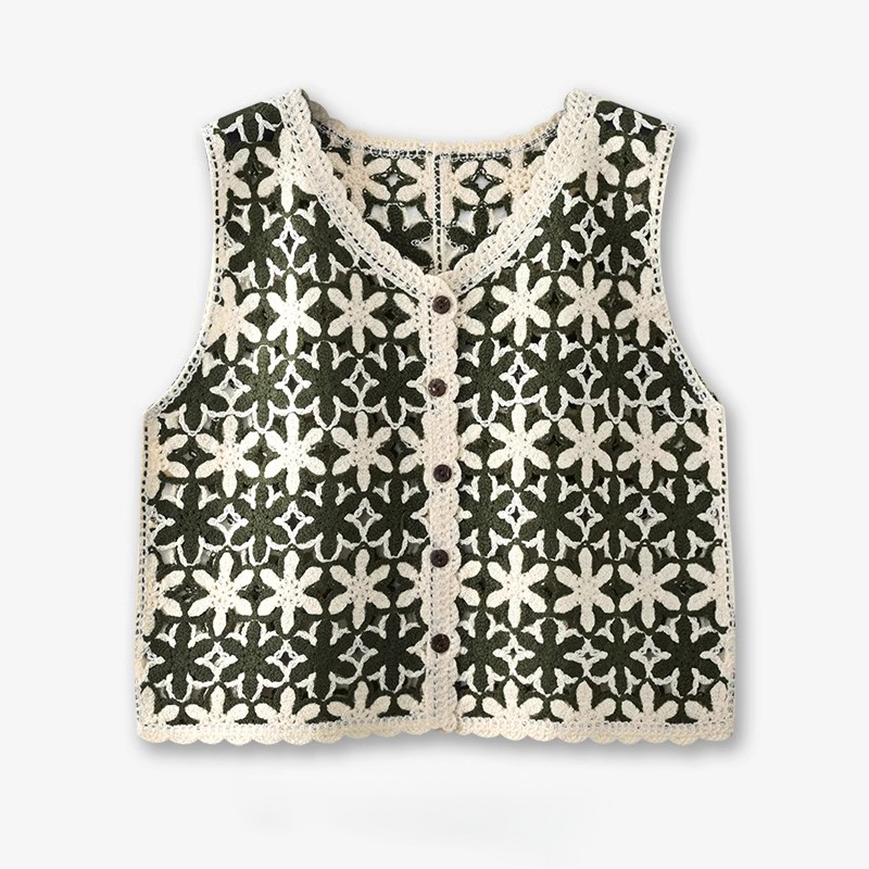 Floral Crochet Waistcoat Top f - Summer Clothing Teens ulasan dan harga