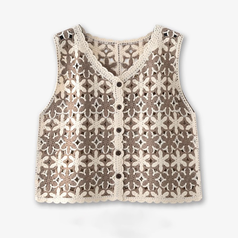 Floral Crochet Waistcoat Top f - Summer Clothing Teens ulasan dan harga