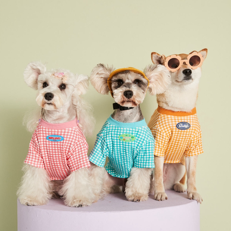 Pet Dog Plaid T-shirt Clothes  - Summer Dog Clothing ulasan dan harga