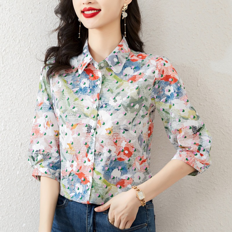 Casual Women's Blouses Printed - Summer Clothing In French ulasan dan harga