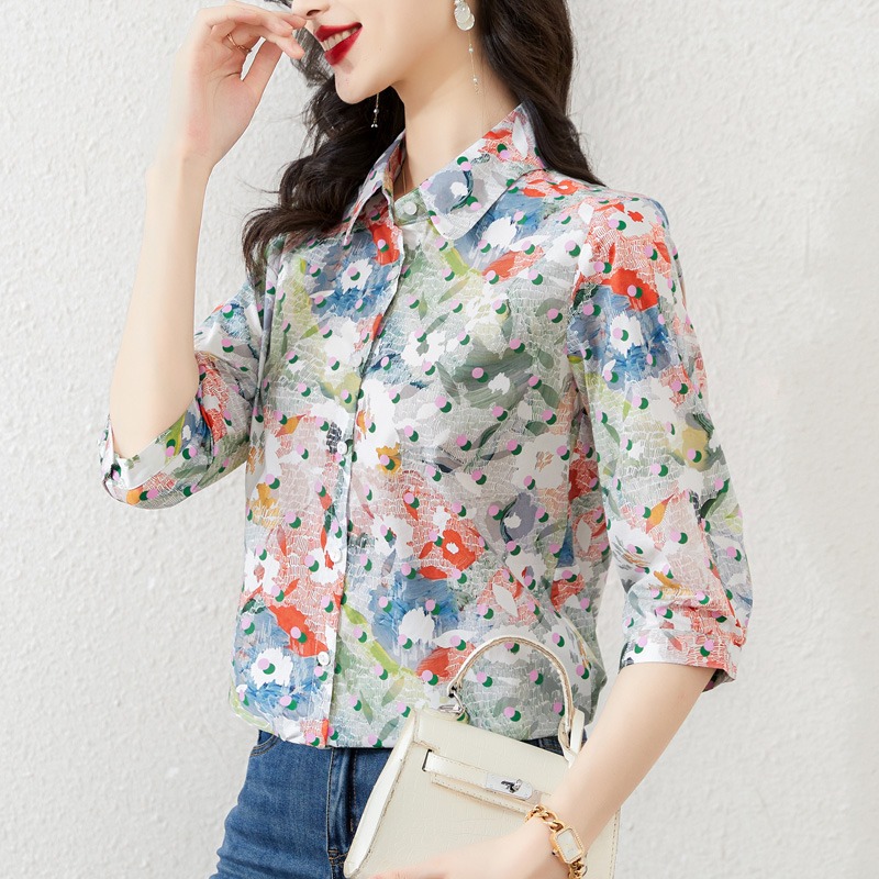 Casual Women's Blouses Printed - Summer Clothing In French ulasan dan harga
