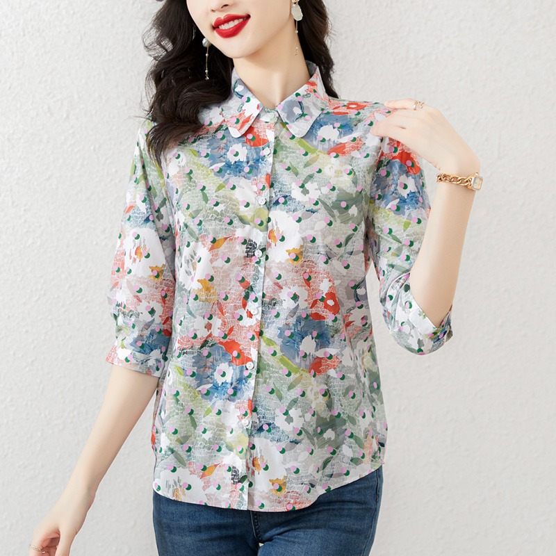 Casual Women's Blouses Printed - Summer Clothing In French ulasan dan harga