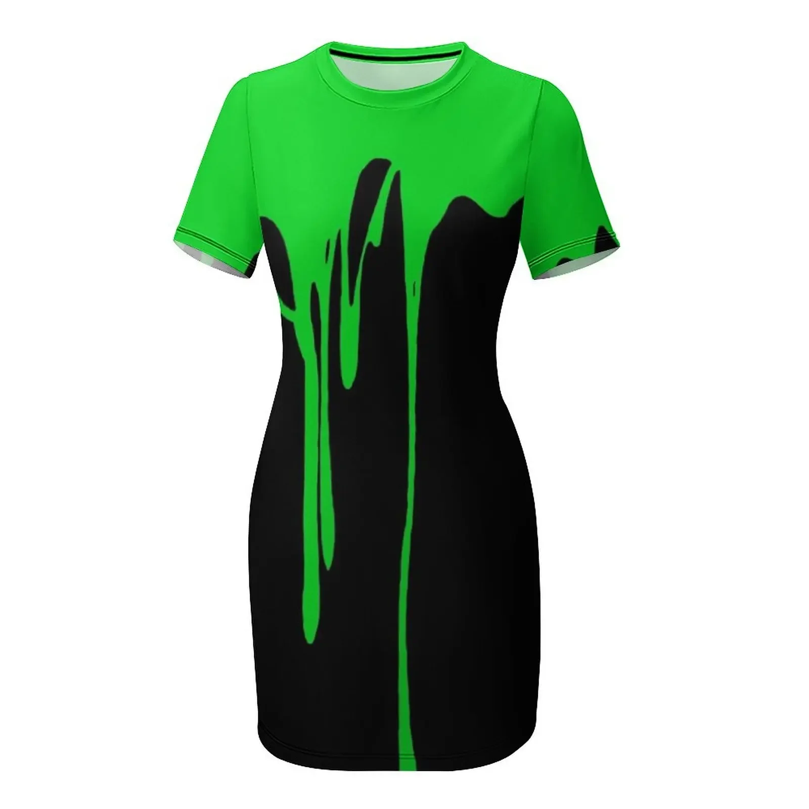 Green Dripping Paint Short-Sle - Summer Clothing Drip ulasan dan harga