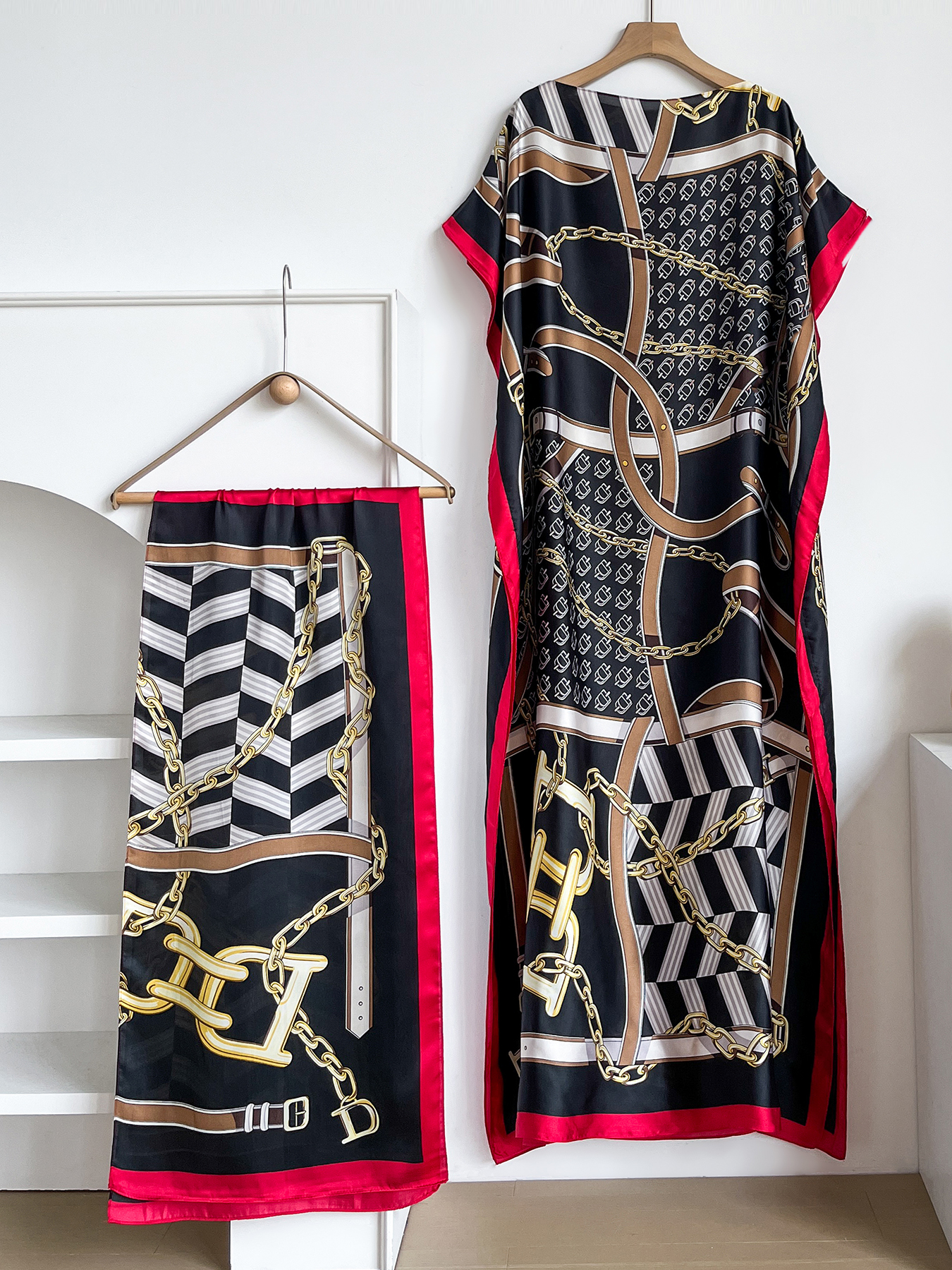 Popular Chain Print Boat Neck  - Summer Clothing Hijab ulasan dan harga