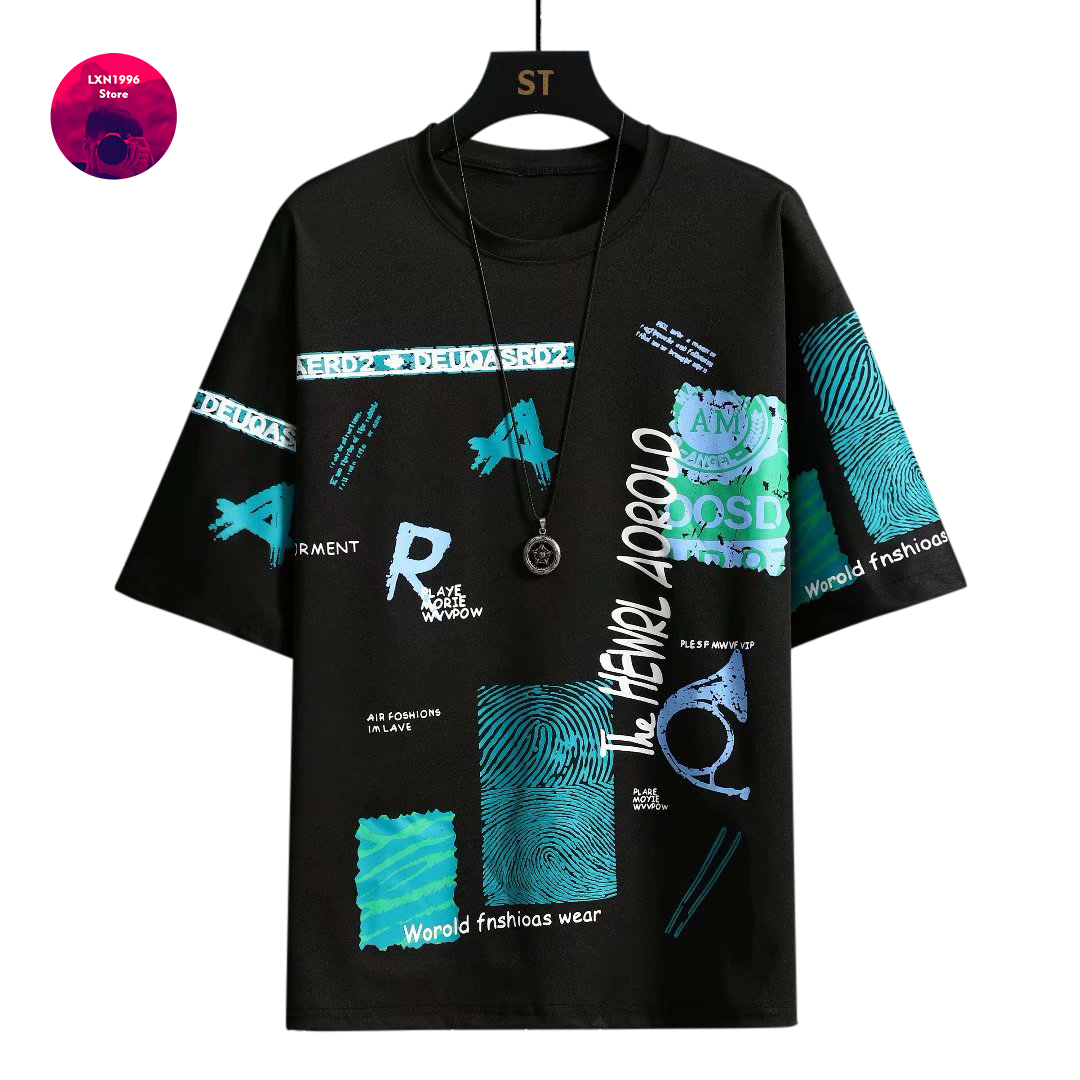 Men Harajuku Graphic Black Sum - Vintage Summer Clothing Brand ulasan dan harga