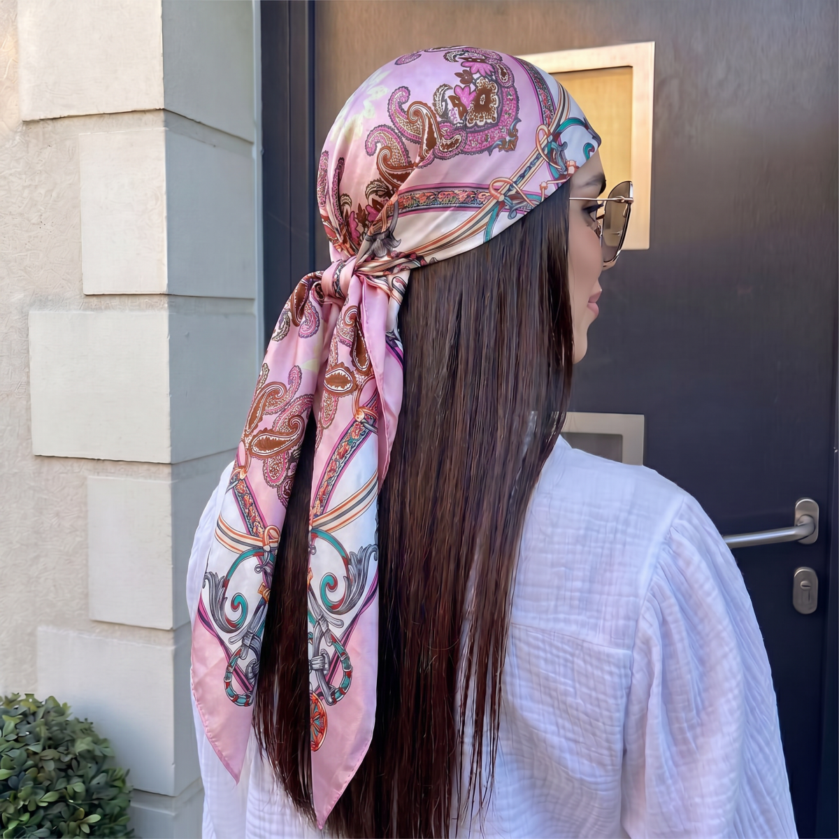 Square Silk Scarf 90cm Women L - Summer Clothing Hijab ulasan dan harga