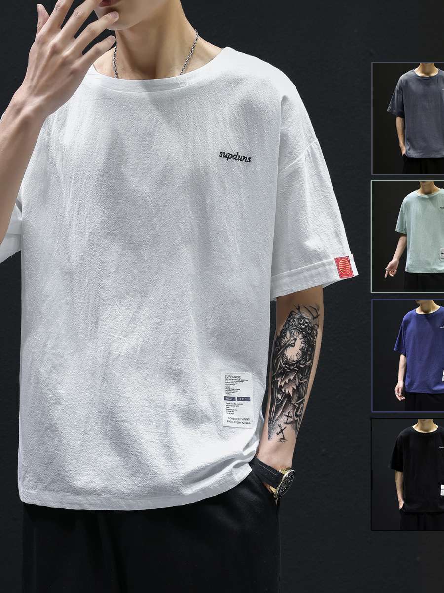 Summer Cotton Linen Youth T-Sh - Summer Clothing Label ulasan dan harga