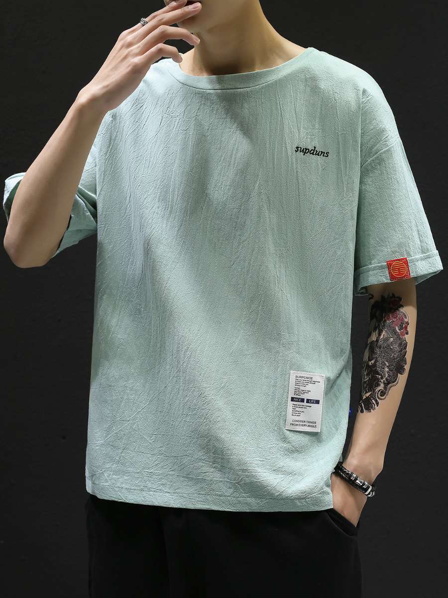 Summer Cotton Linen Youth T-Sh - Summer Clothing Label ulasan dan harga