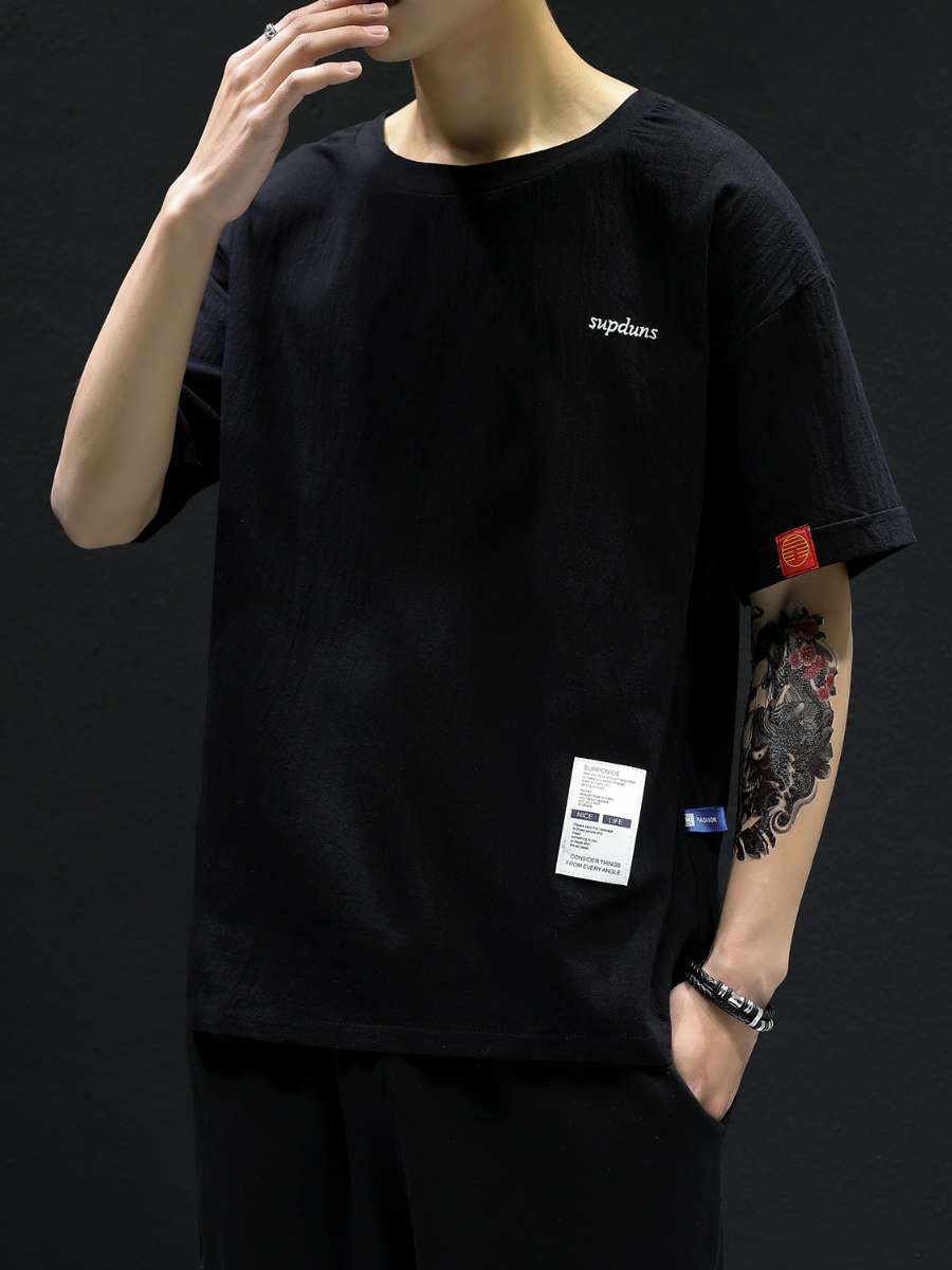 Summer Cotton Linen Youth T-Sh - Summer Clothing Label ulasan dan harga