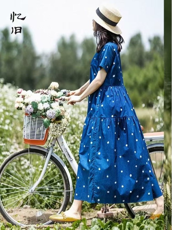 Blue Pure Cotton Floral Print  - Summer Clothing Label ulasan dan harga
