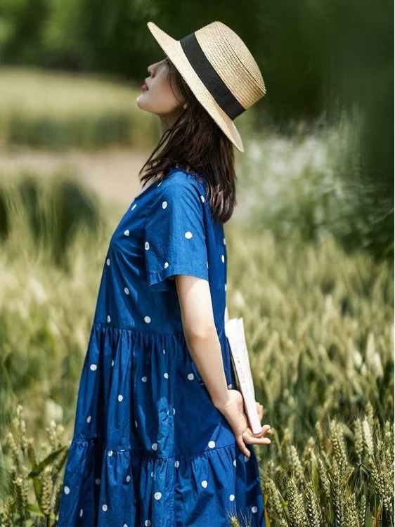 Blue Pure Cotton Floral Print  - Summer Clothing Label ulasan dan harga